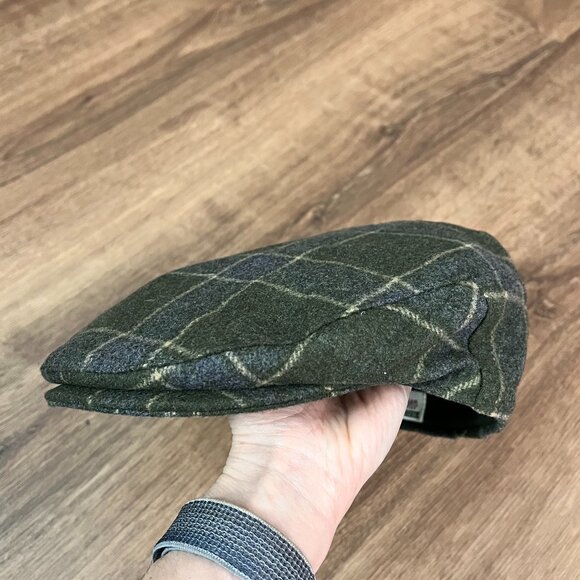 The Quiet Man Irish Flat Cap Green and Gray Wool Plaid - Picture 10 of 11